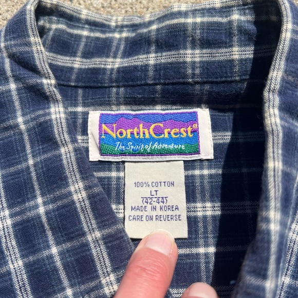 Vtg North Crest Top Men Sz LT (42-44) Plaid Cotton Long Sleeve Button Down Shirt - Picture 3 of 5